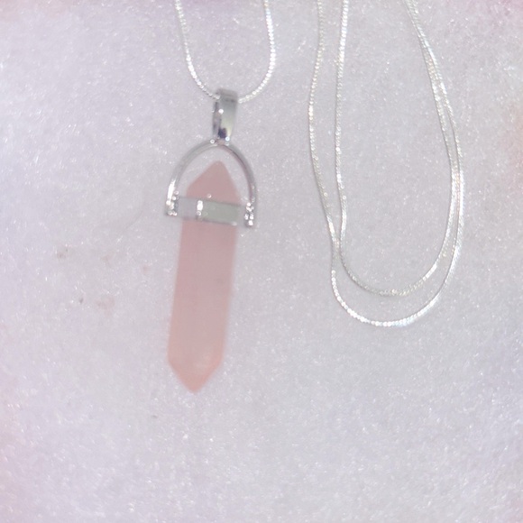 Boho hippie Rose Quartz Crystal Sterling Silver
24” Necklace - Picture 4 of 5